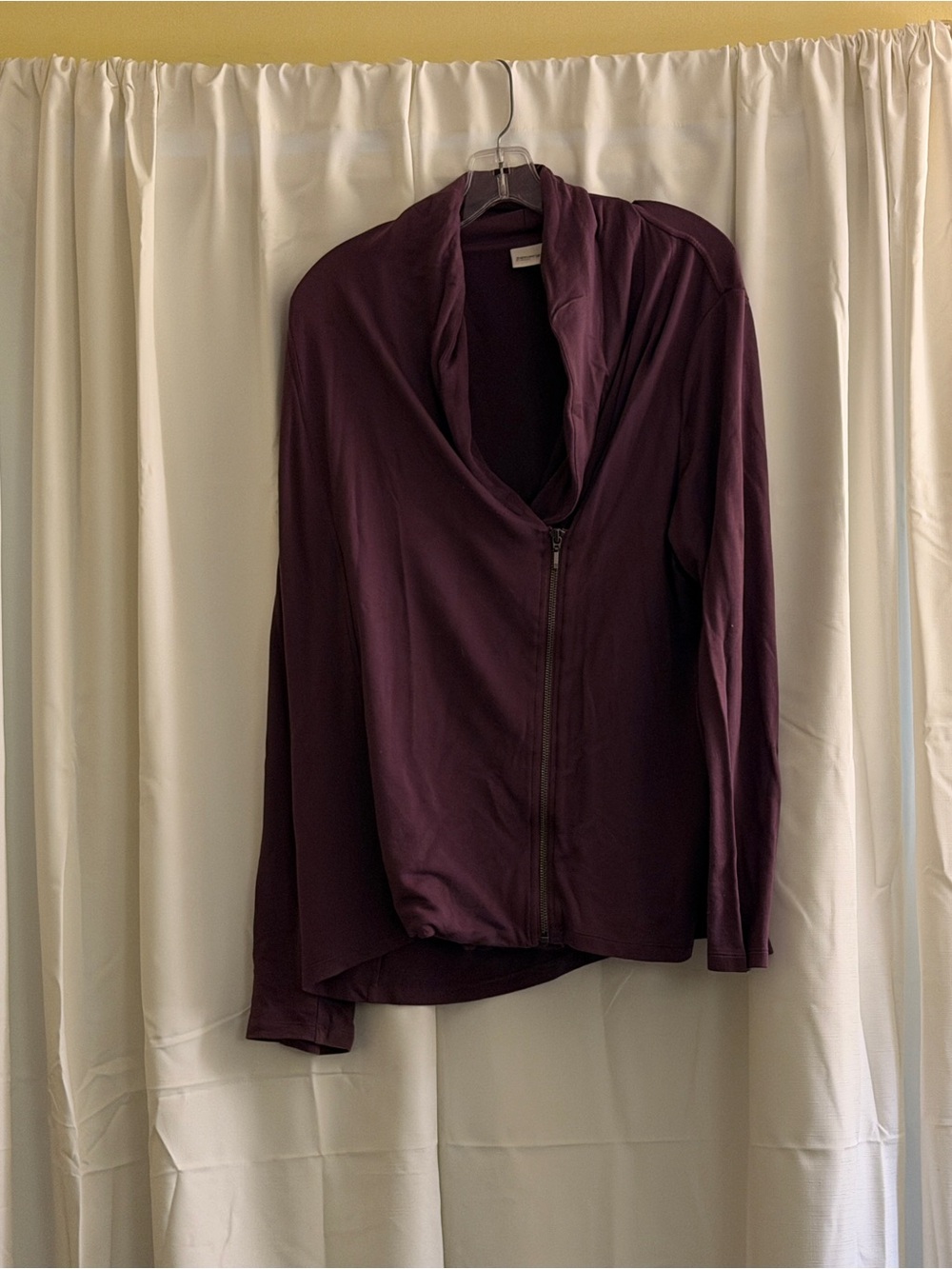 Chicos Plum Zip Front Draped Jacket